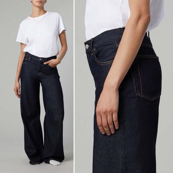 Still Here Walker Jeans Dark Cloud Indigo Cotton Denim High Wide Leg Relaxed 31 - Picture 1 of 15